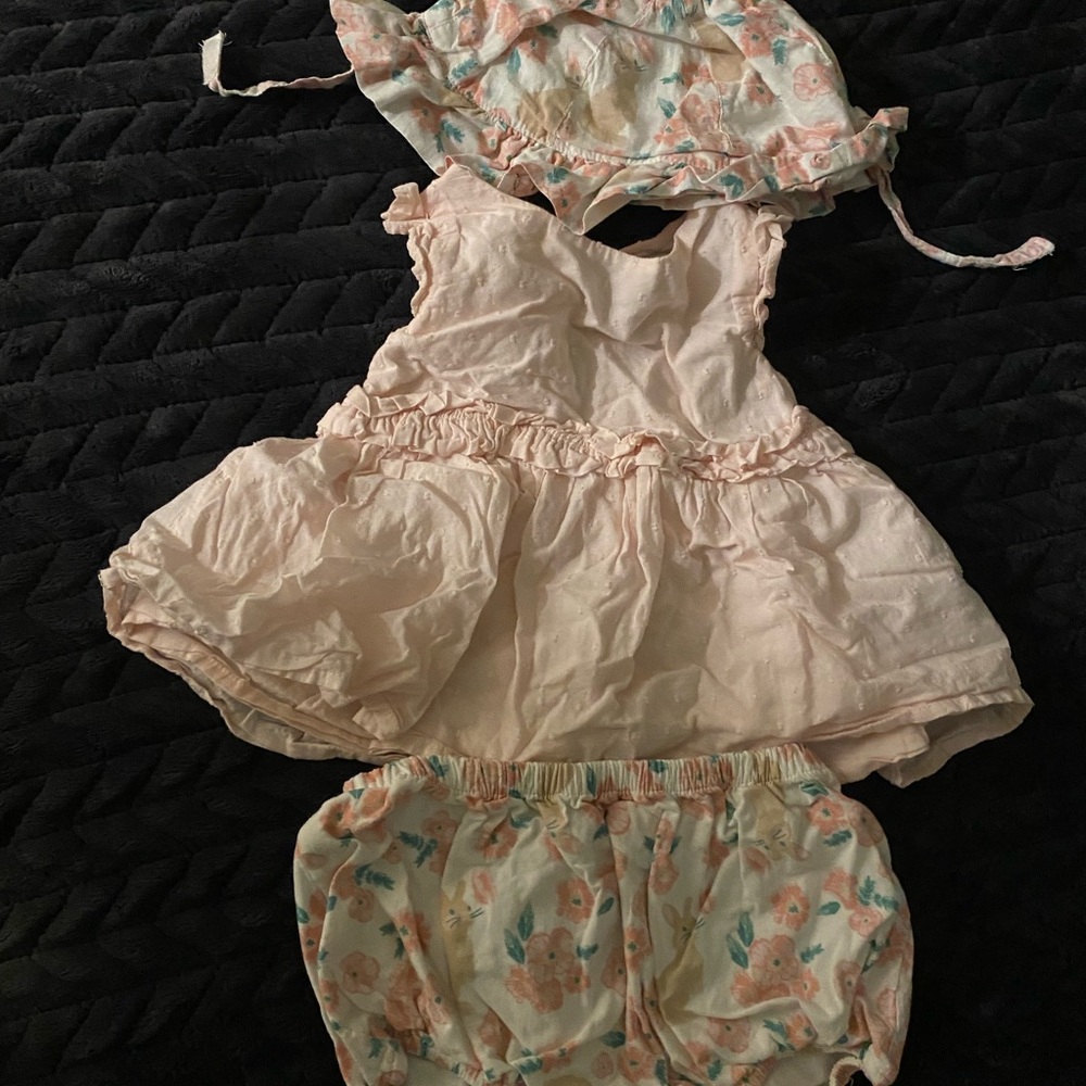 Cupcakes and Cashmere 18 Month pink Floral 3 Piece Outfit